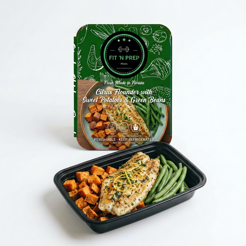 Citrus Flounder with Sweet Potatoes and Green Beans