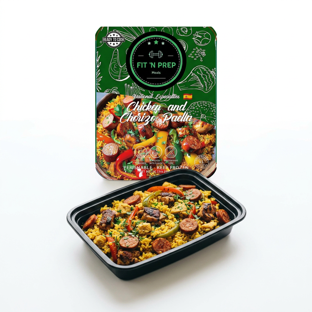 Chicken & Chorizo Paella — single-compartment tray with retail sleeve