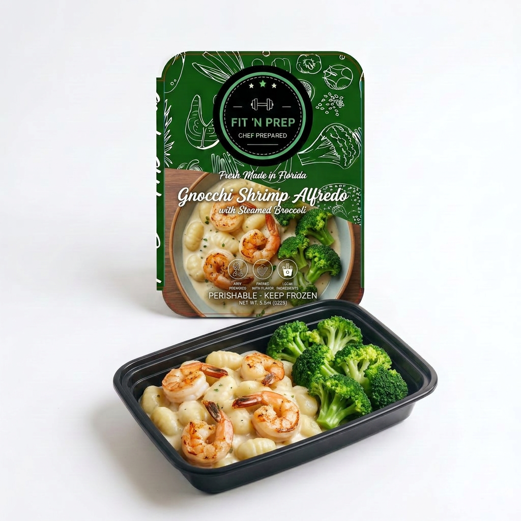 Gnocchi Shrimp Alfredo with Steamed Broccoli