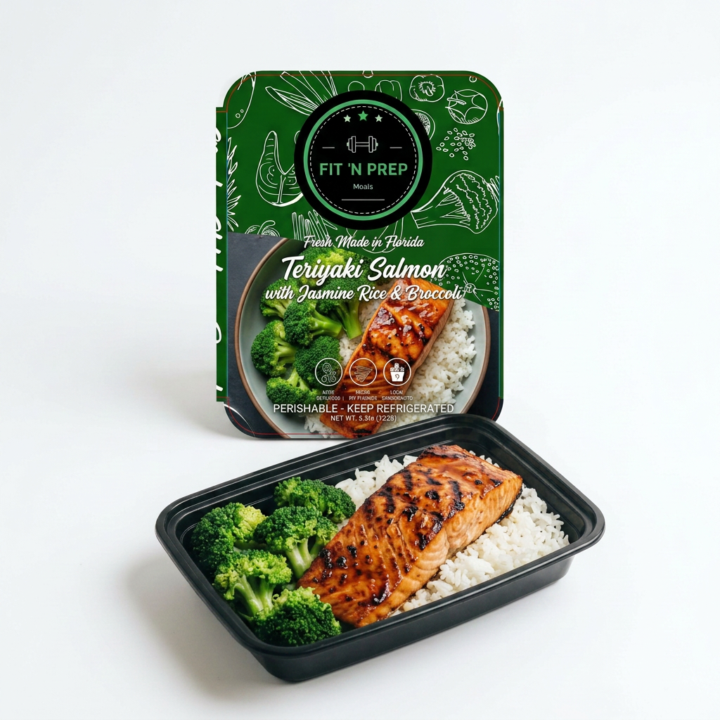 Teriyaki Salmon with Sushi Rice, Edamame, Carrots and Peppers