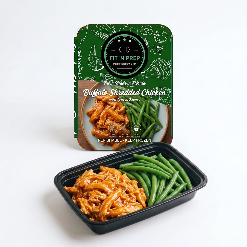 Buffalo Shredded Chicken with Green Beans