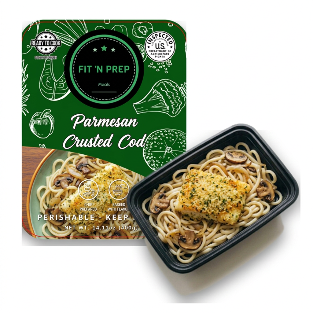 Parmesan Crusted Cod with Udon Noodles, Mushrooms & Onions