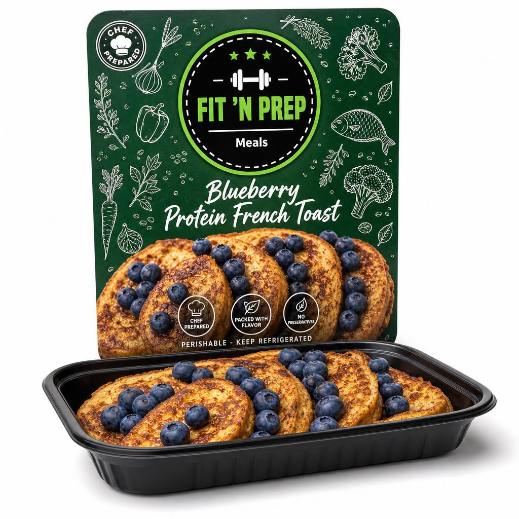 Blueberry Protein French Toast with Turkey Bacon