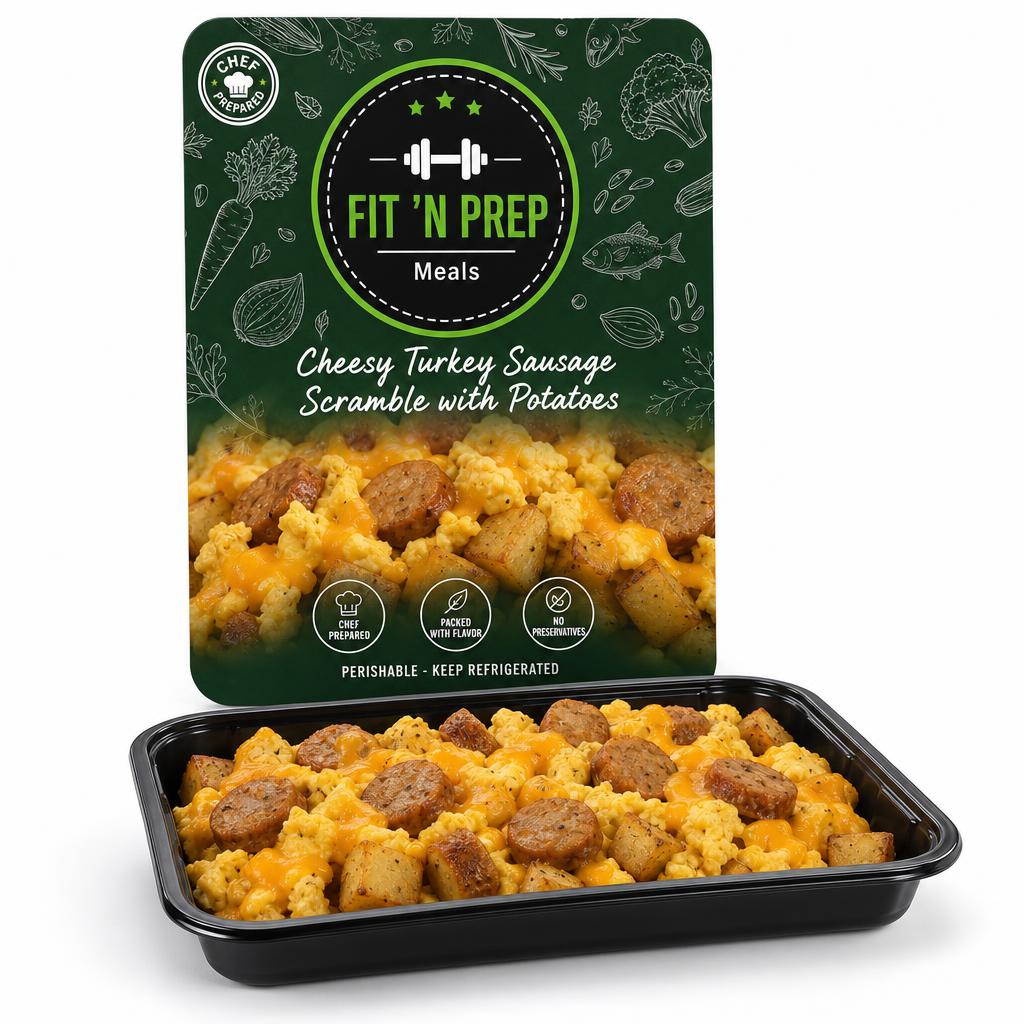 Cheesy Turkey Sausage Scramble with Potatoes